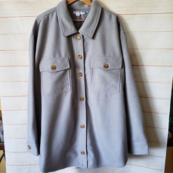 Good American Dusty Quarry Solid Oversized Shacket Women's Size 7/8 - Picture 7 of 16